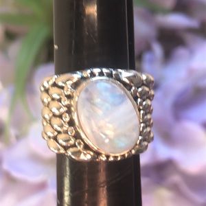 SJ 925 Rainbow Moonstone Ring